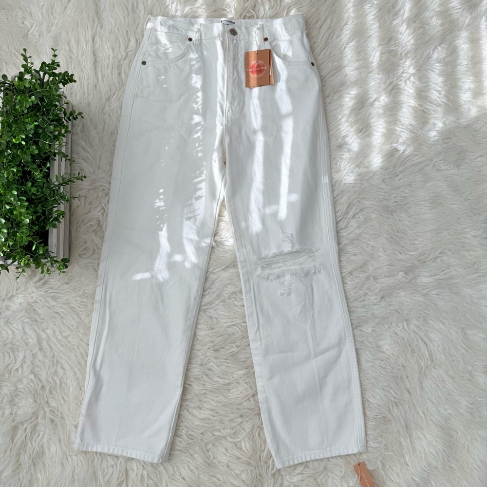 NEW Reformation Cowboy High Rise Straight Jeans Vintage White 29